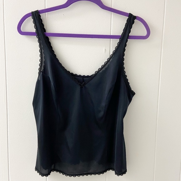 Warner's Tops - black lace camisole, black lace camisole tank, black lace tank, black camisole